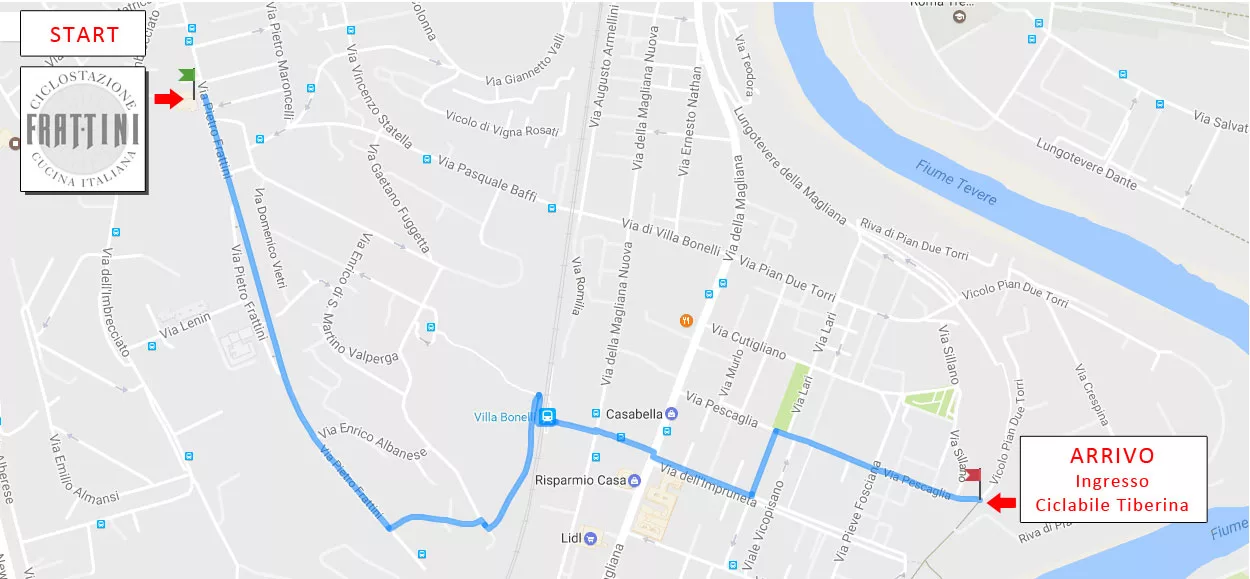 Mappa pista ciclabile monteverde